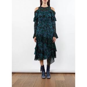 Tanya Taylor Althea Silk Floral Midi Dress, Size 10